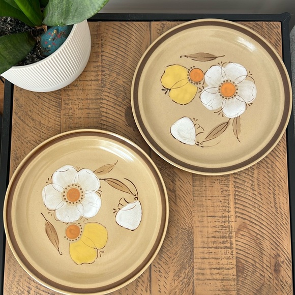 2 Vintage Hearthside Hand Painted Stoneware Dinner Plates - Painted in Japan - Picture 2 of 7